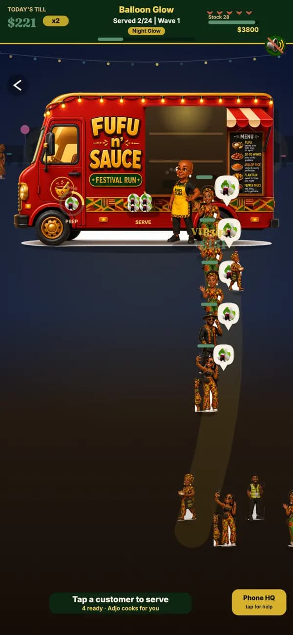 Preview of the upcoming FUFU n' Sauce food truck gameplay
