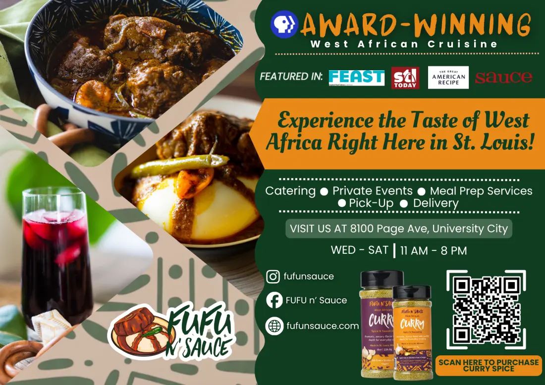 Award-winning FUFU n' Sauce flyer featuring Chef Adjo